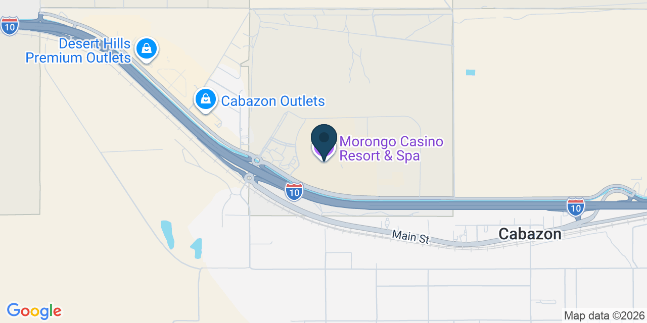 Map showing Cabazon, Riverside County, CA