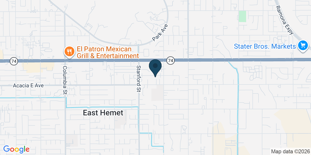 Map showing Hemet, Riverside County, CA