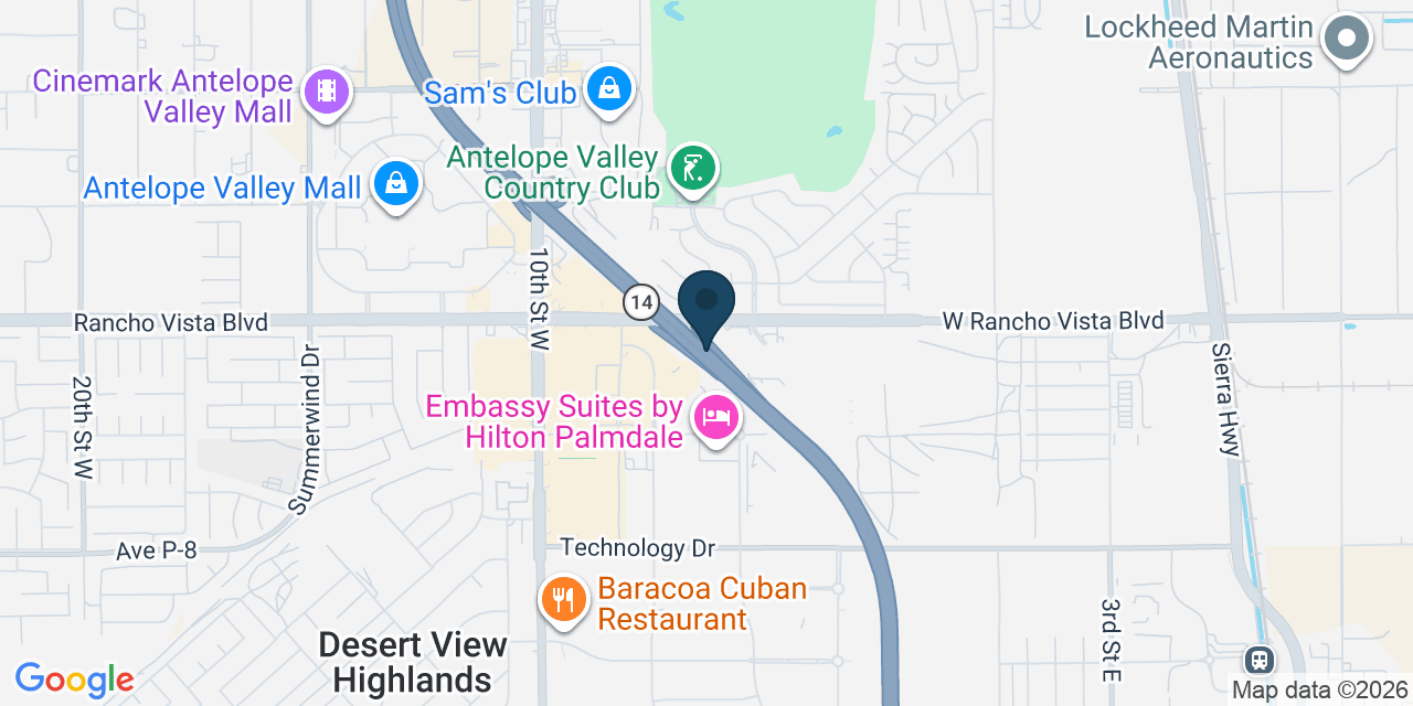 Map showing Palmdale, Los Angeles County, CA