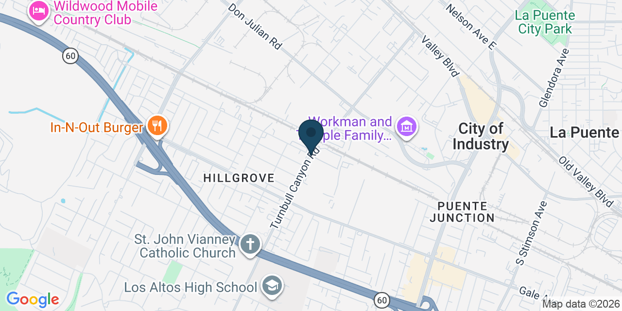 Map showing Hacienda Heights, Los Angeles County, CA