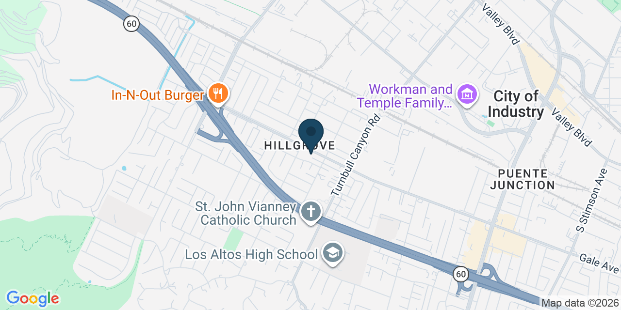 Map showing Hacienda Heights, Los Angeles County, CA