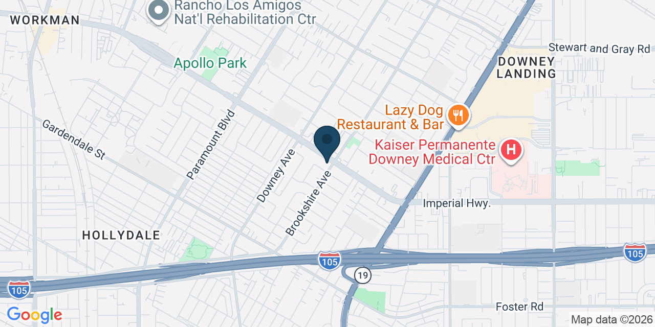 Map showing Downey, Los Angeles County, CA