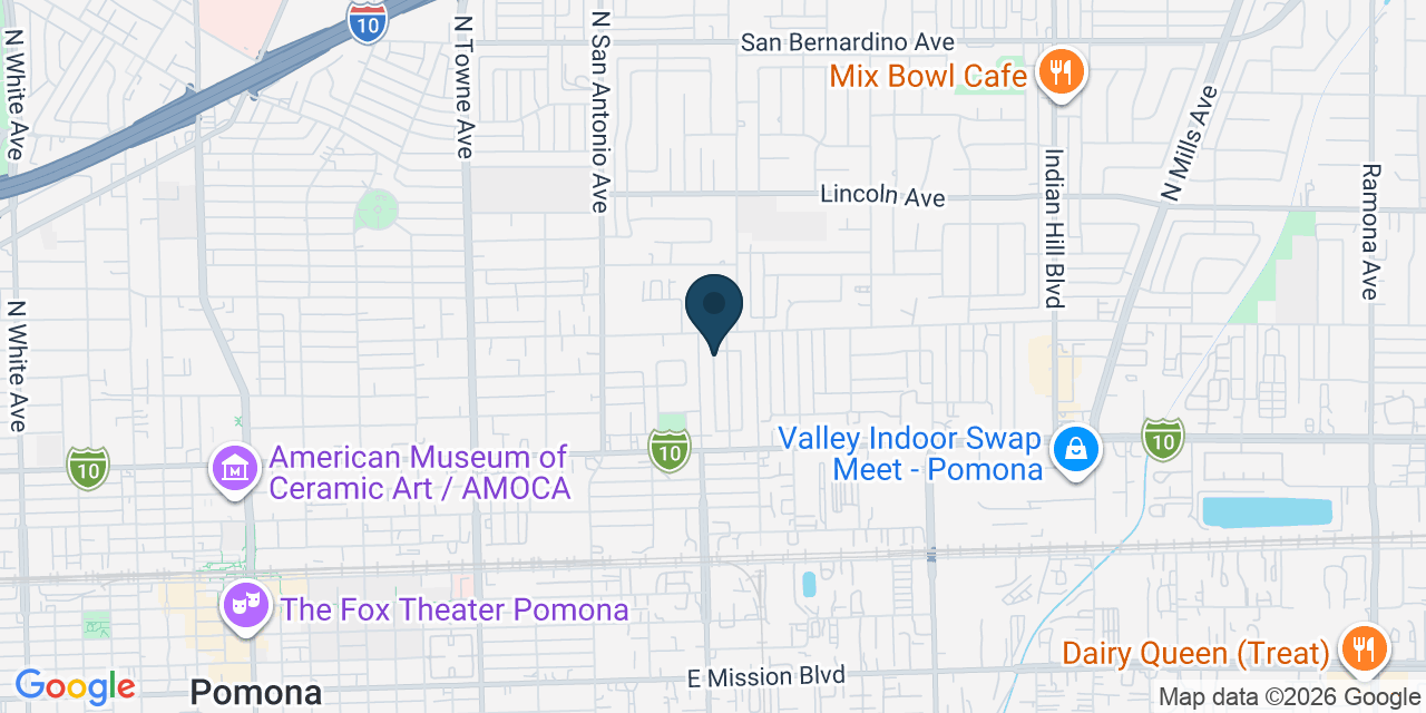 Map showing Pomona, Los Angeles County, CA