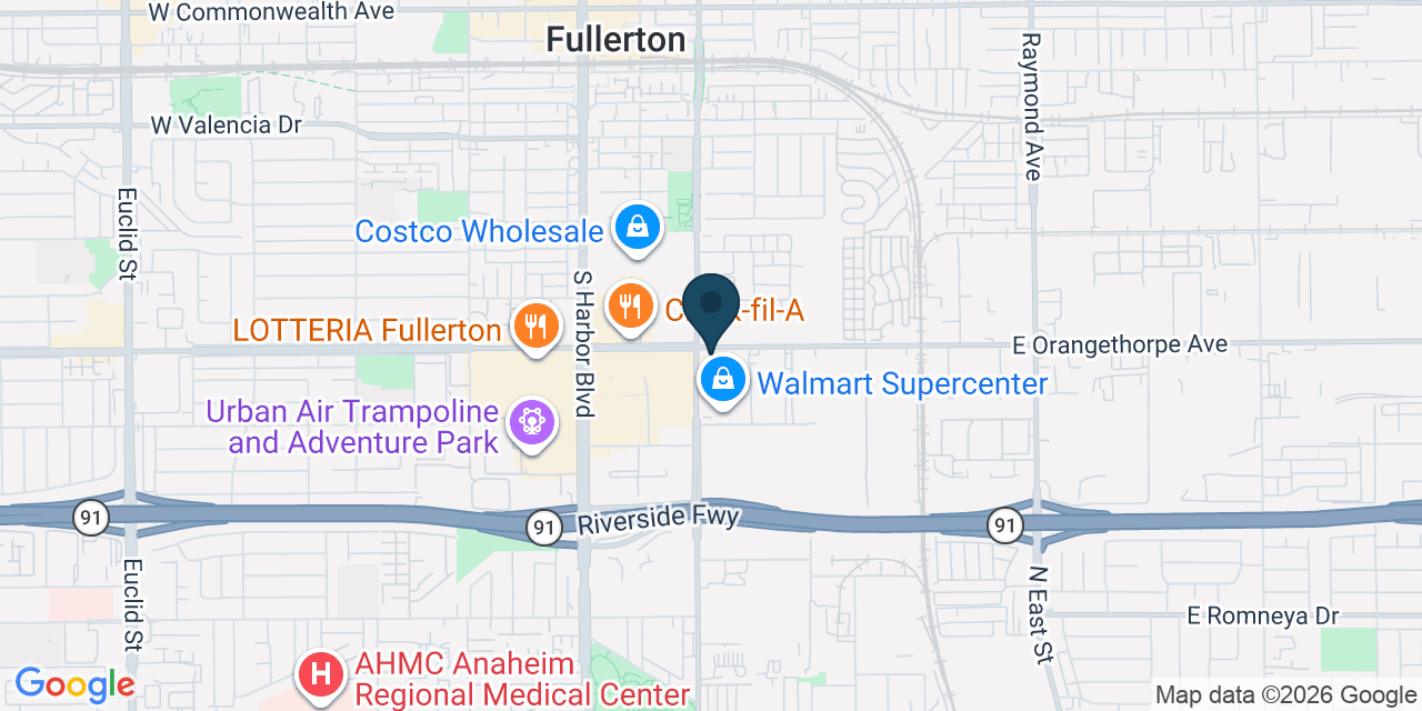 Map showing Anaheim, Orange County, CA