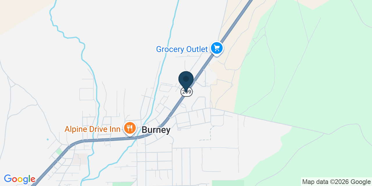 Map showing Burney, Shasta County, CA