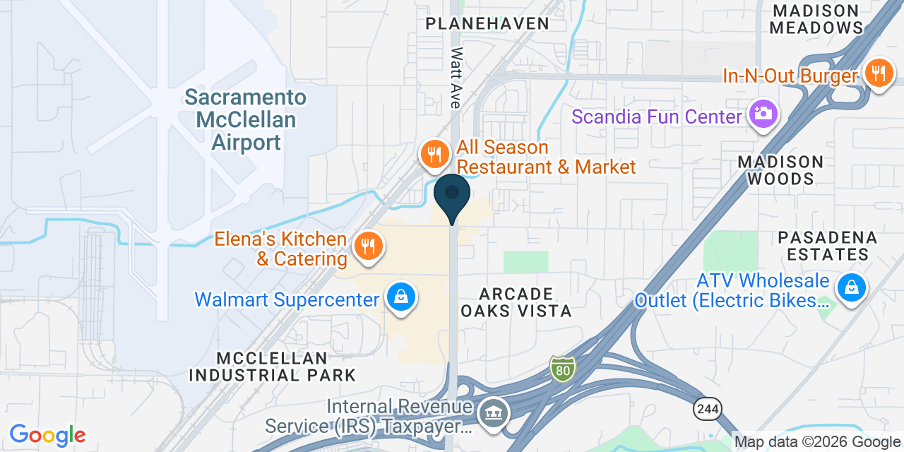 Map showing North Highlands, Sacramento County, CA