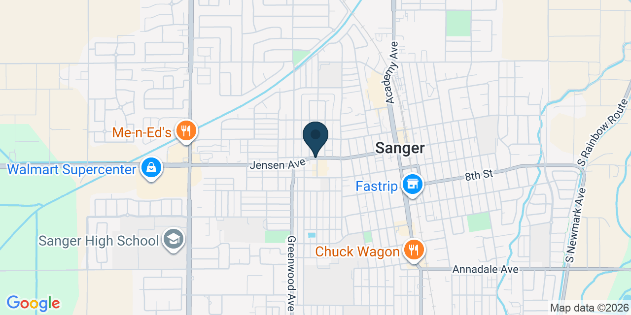 Map showing Sanger, Fresno County, CA