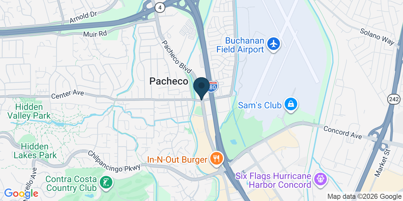 Map showing Pacheco, Contra Costa County, CA