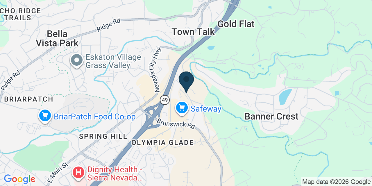 Map showing Nevada County, CA