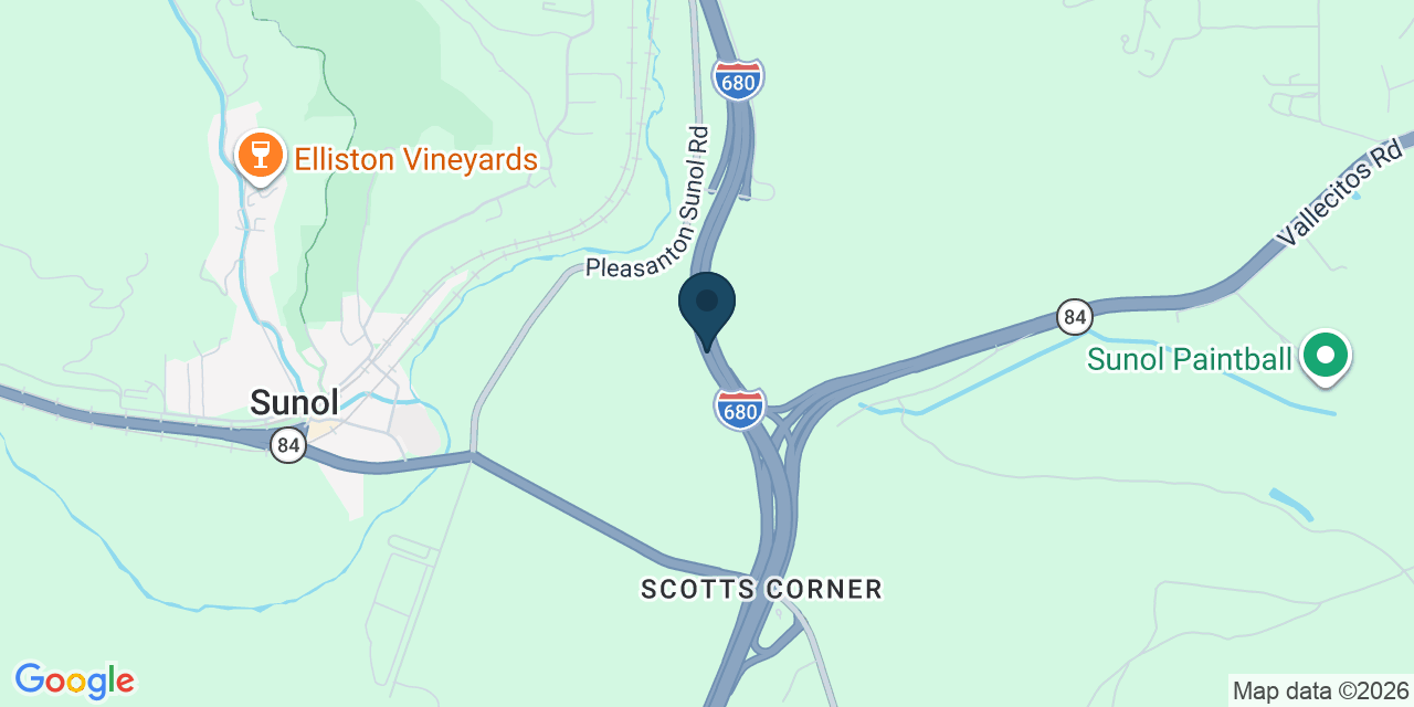 Map showing Sunol, Alameda County, CA