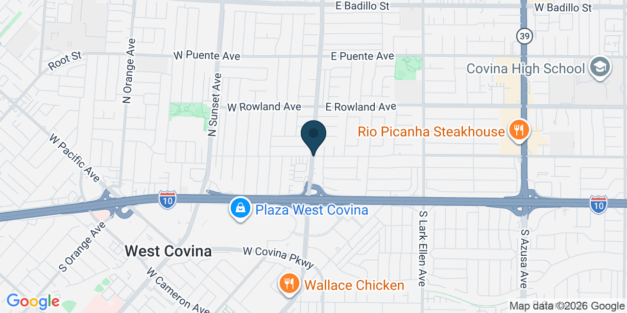 Map showing West Covina, Los Angeles County, CA