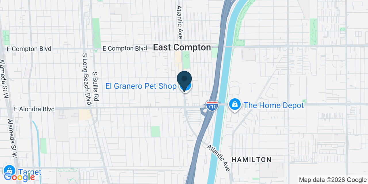 Map showing East Compton, Los Angeles County, CA