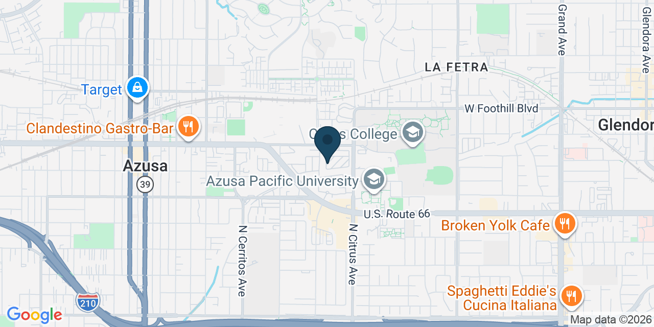 Map showing Azusa, Los Angeles County, CA