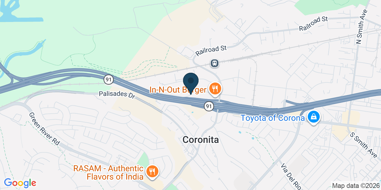 Map showing Corona, Riverside County, CA