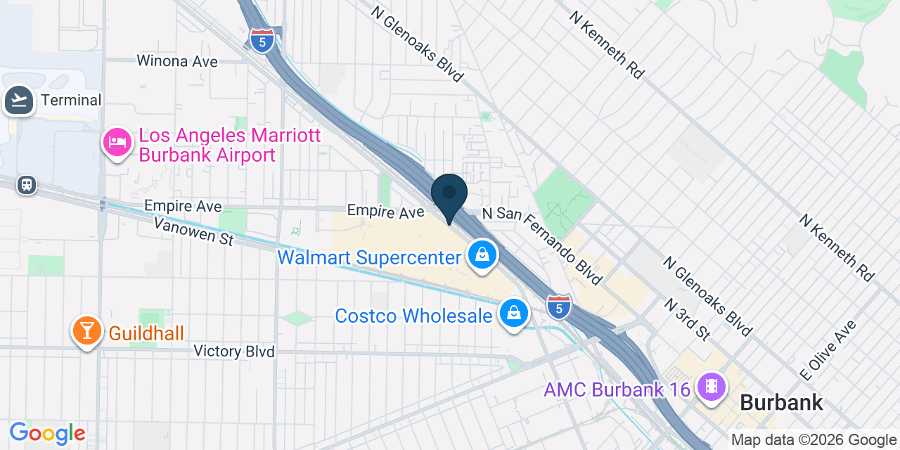 Map showing Burbank, Los Angeles County, CA