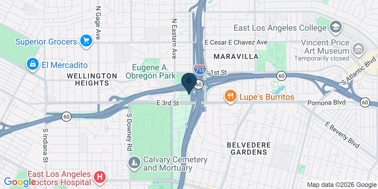 Map showing East Los Angeles, Los Angeles County, CA