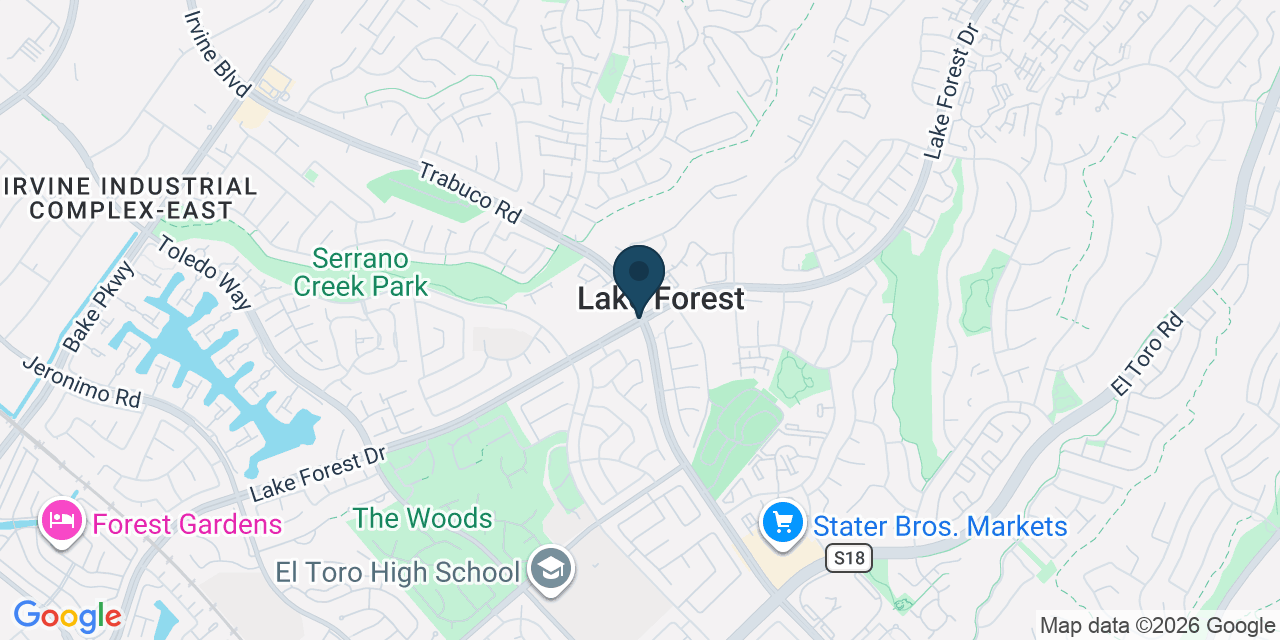 Map showing Lake Forest, Orange County, CA
