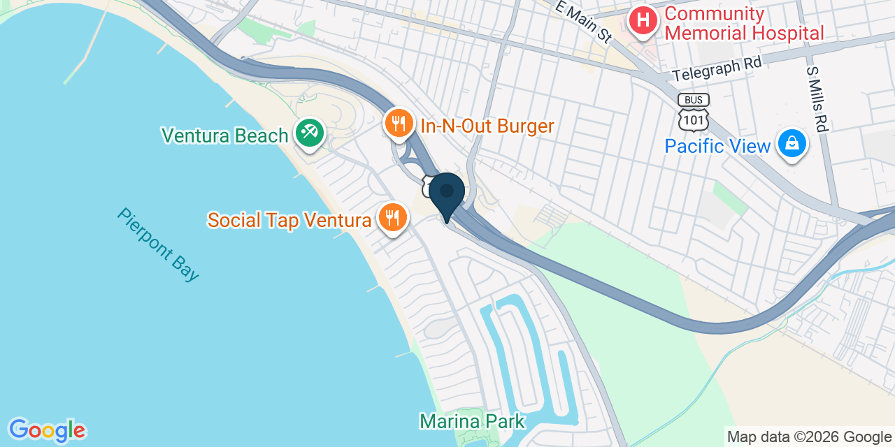 Map showing Ventura, Ventura County, CA