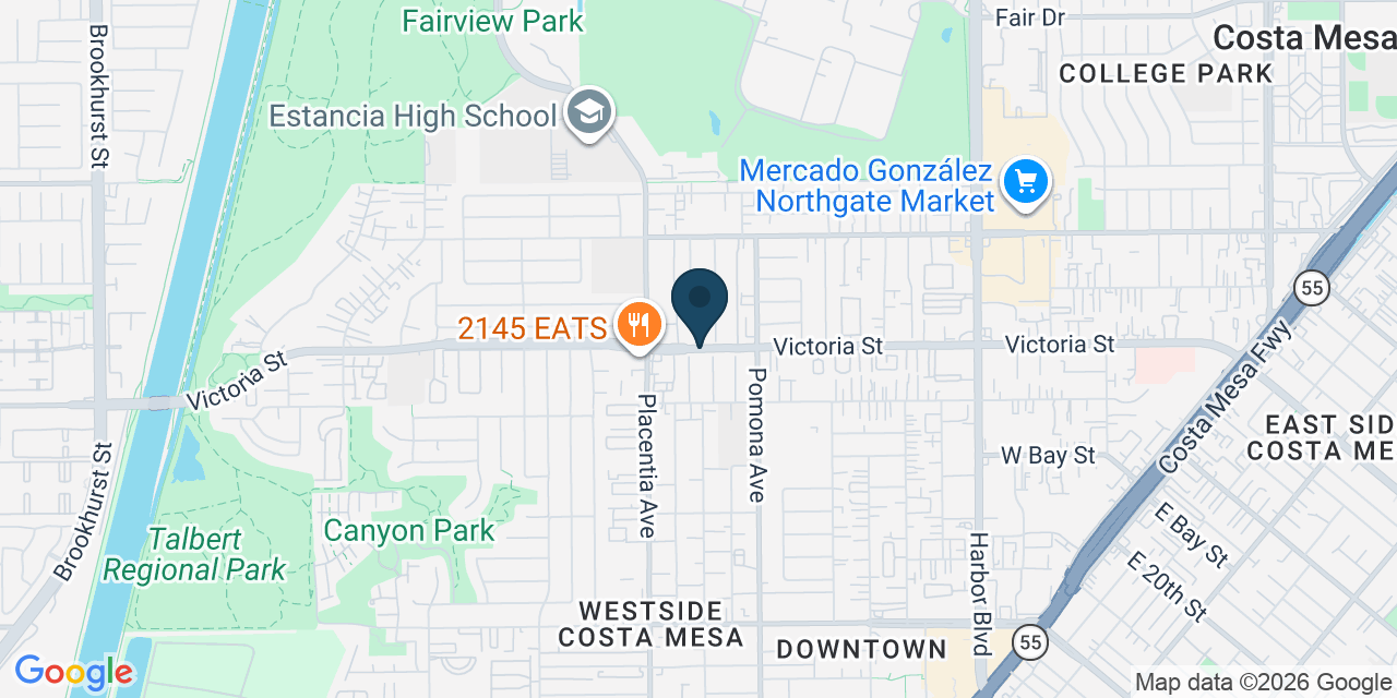 Map showing Costa Mesa, Orange County, CA