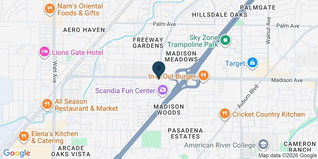Map showing North Highlands, Sacramento County, CA