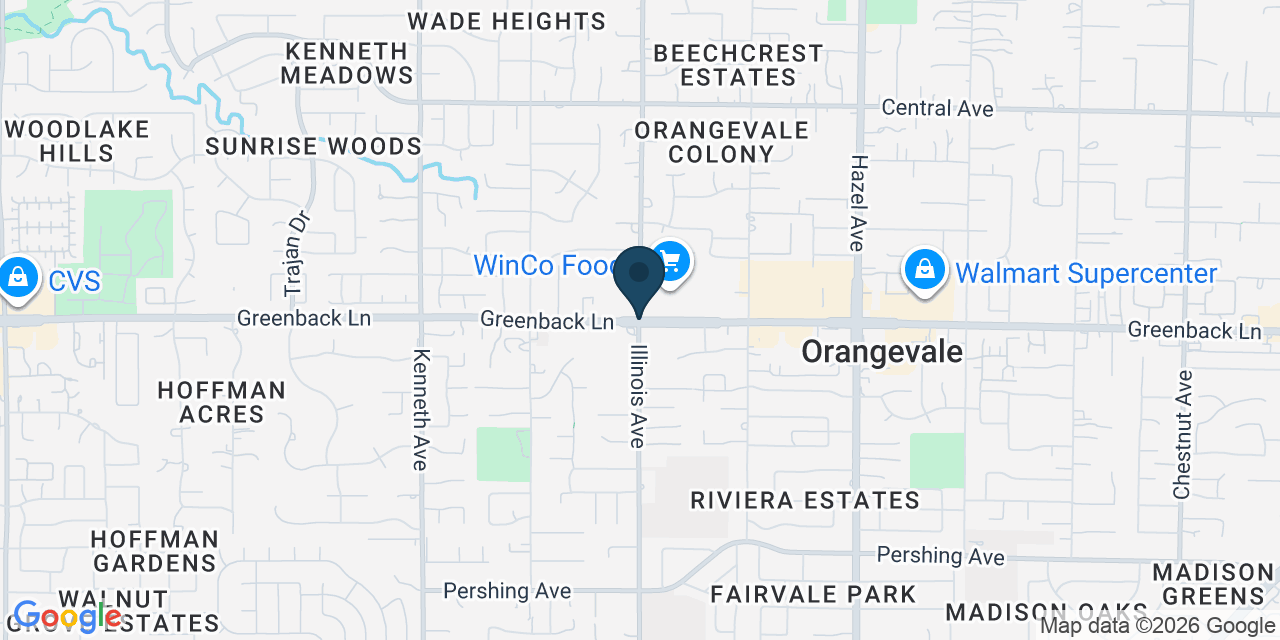Map showing Orangevale, Sacramento County, CA