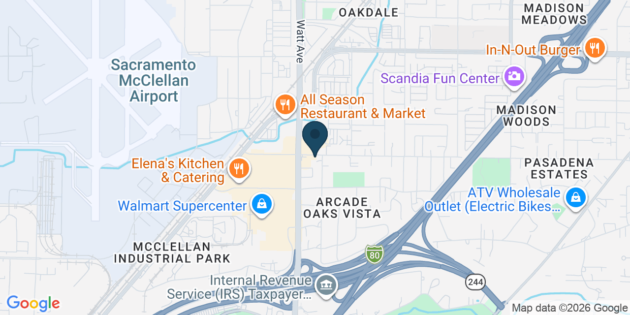Map showing North Highlands, Sacramento County, CA