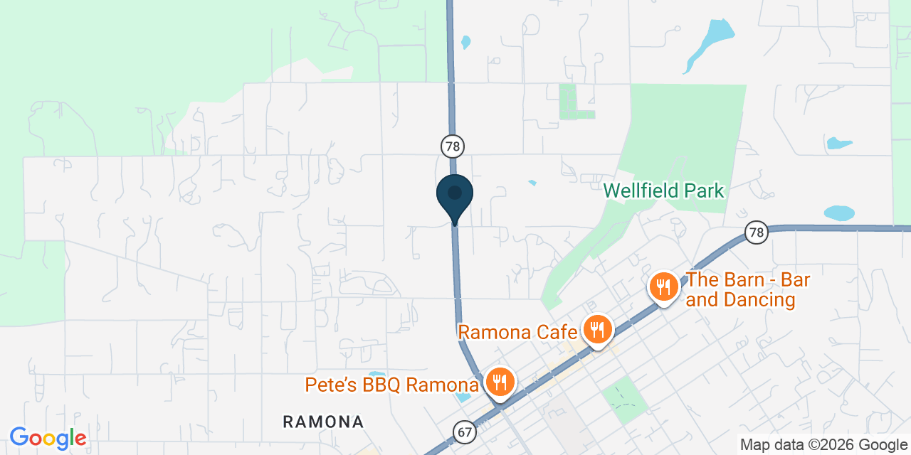 Map showing Ramona, San Diego County, CA