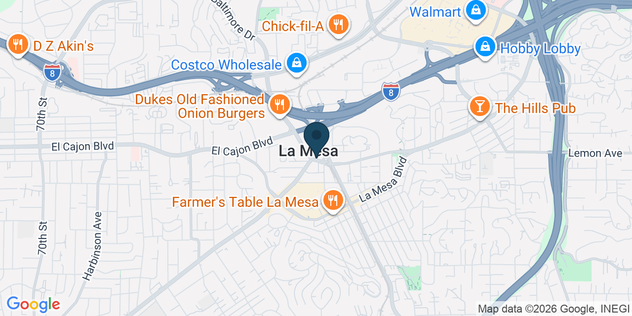 Map showing La Mesa, San Diego County, CA