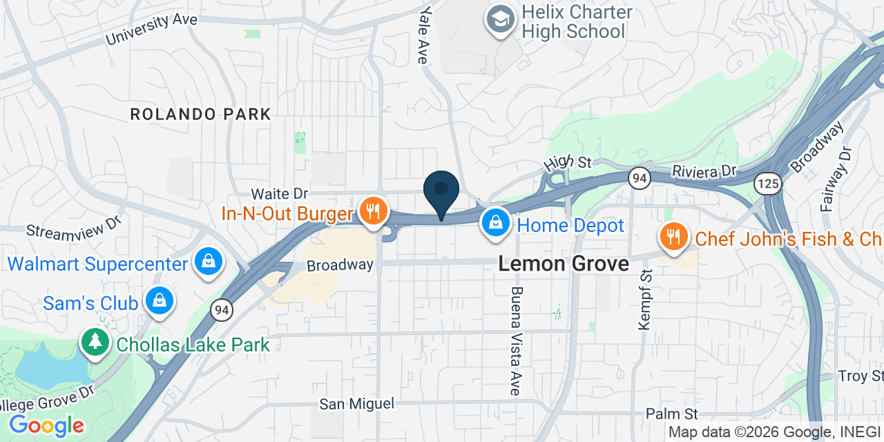Map showing Lemon Grove, San Diego County, CA