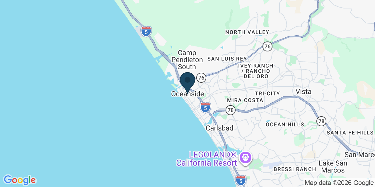 Map showing Oceanside, San Diego County, CA