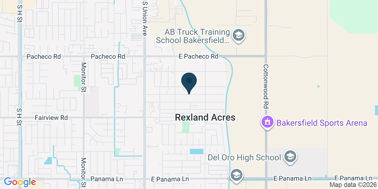 Map showing Rexland Acres, Kern County, CA