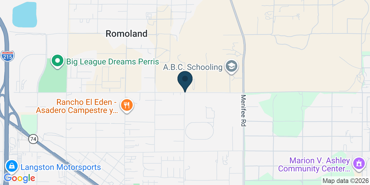 Map showing Romoland, Riverside County, CA