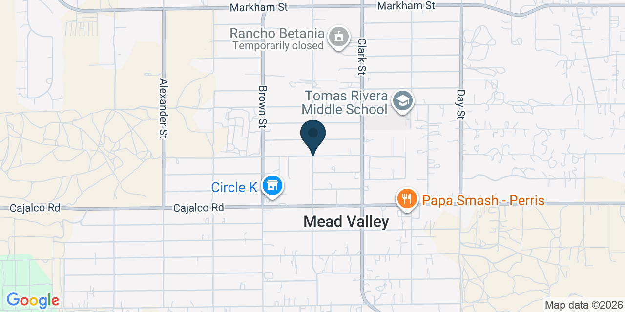 Map showing Mead Valley, Riverside County, CA