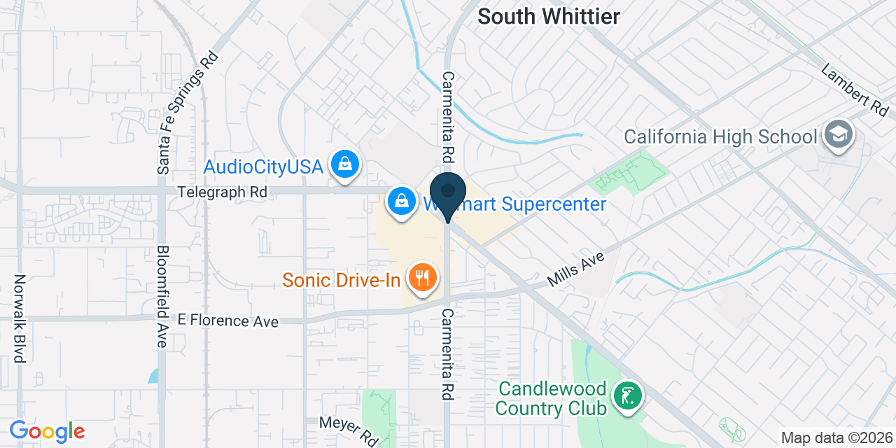 Map showing Santa Fe Springs, Los Angeles County, CA