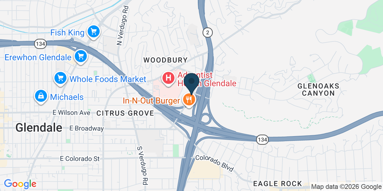 Map showing Glendale, Los Angeles County, CA