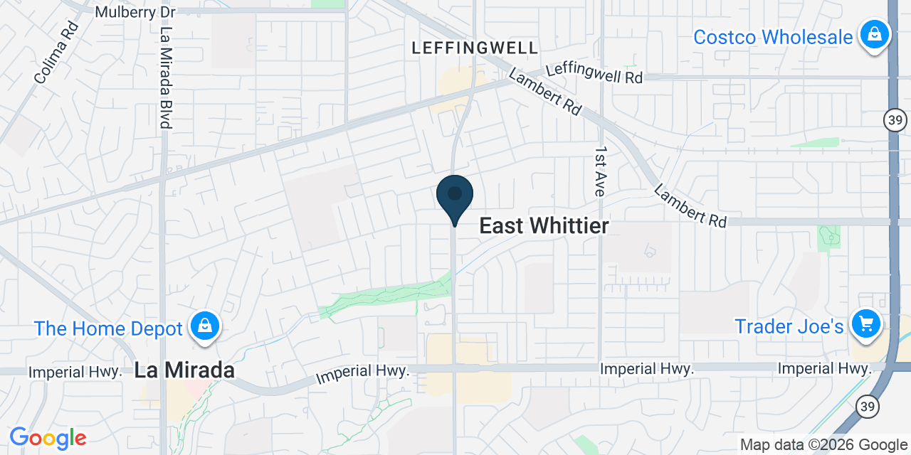 Map showing East Whittier, Los Angeles County, CA