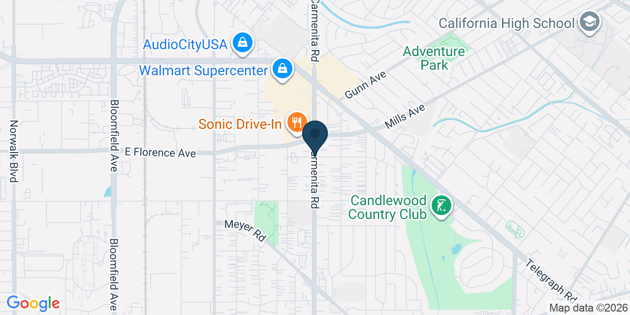 Map showing South Whittier, Los Angeles County, CA