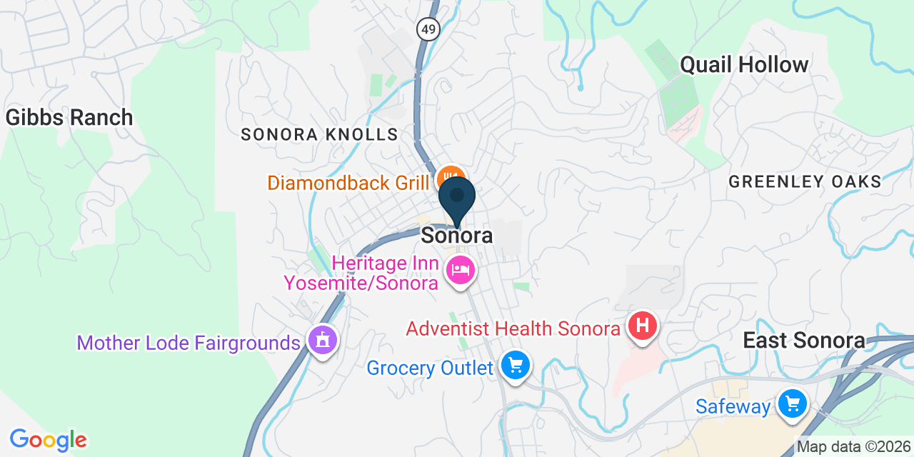 Map showing Sonora, Tuolumne County, CA