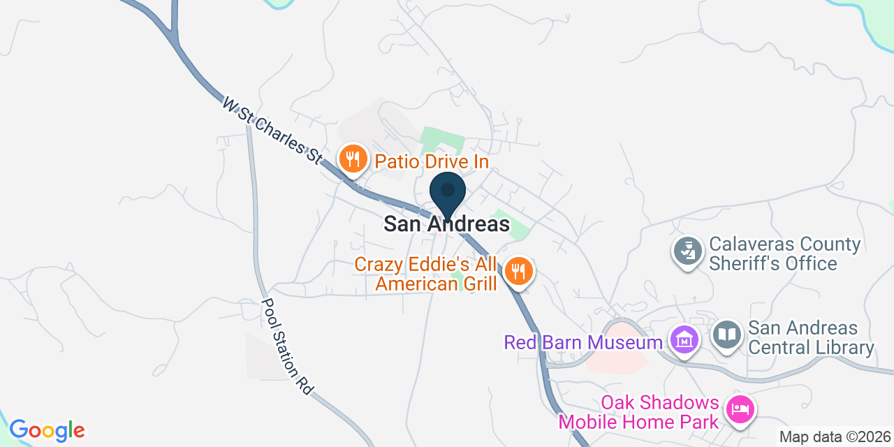 Map showing San Andreas, Calaveras County, CA