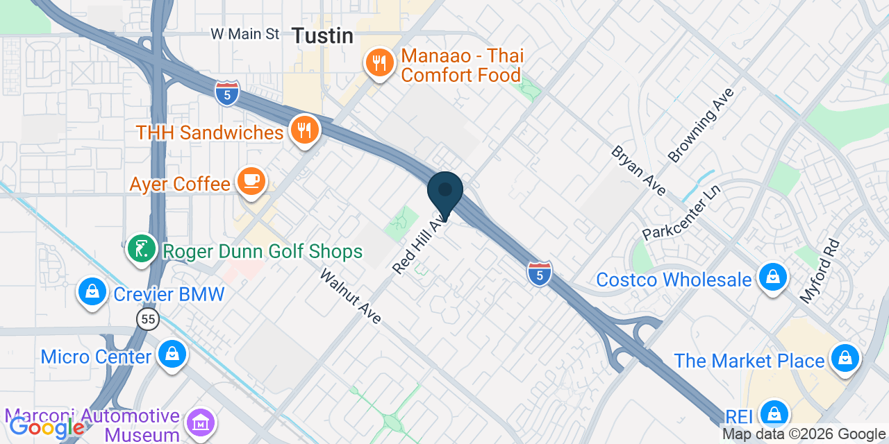 Map showing Tustin, Orange County, CA