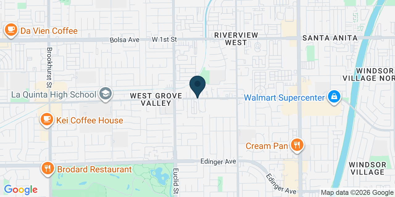Map showing Orange County, CA