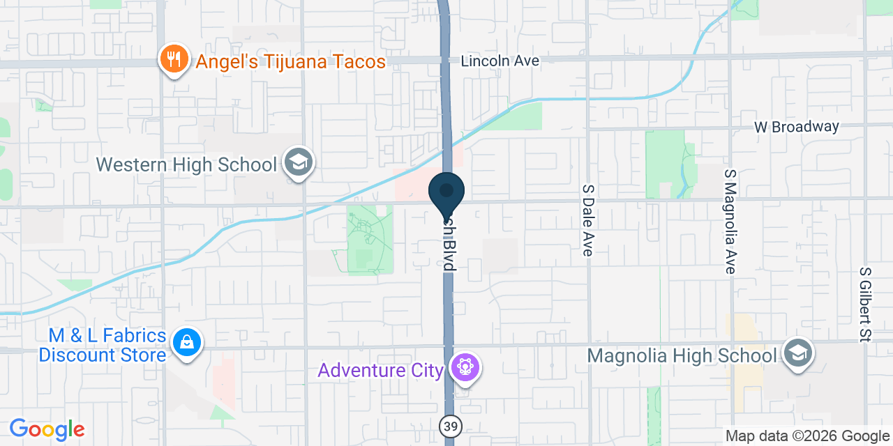 Map showing Orange County, CA