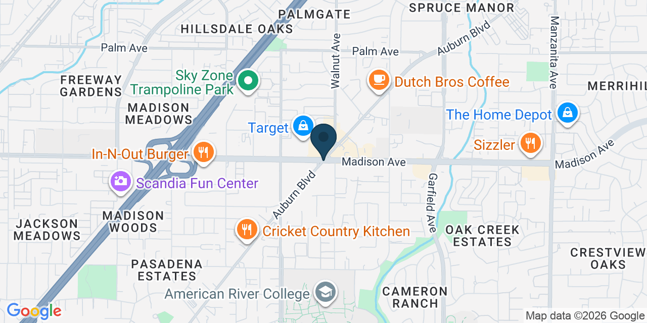 Map showing North Highlands, Sacramento County, CA