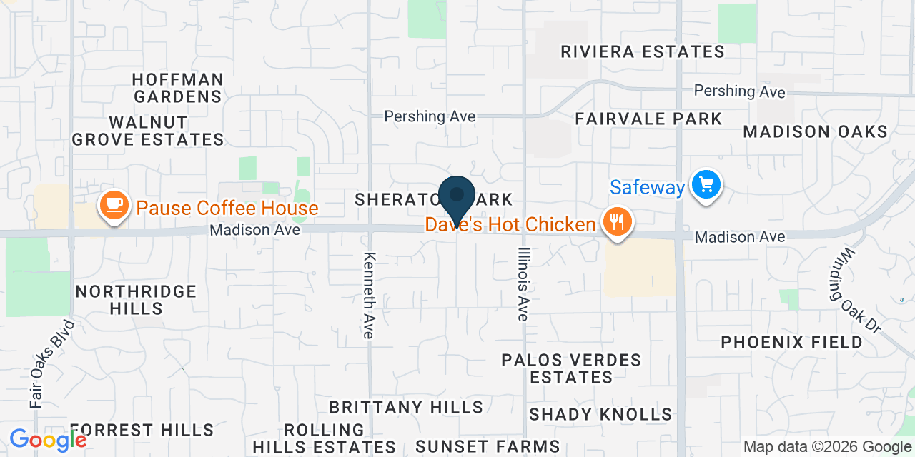 Map showing Orangevale, Sacramento County, CA
