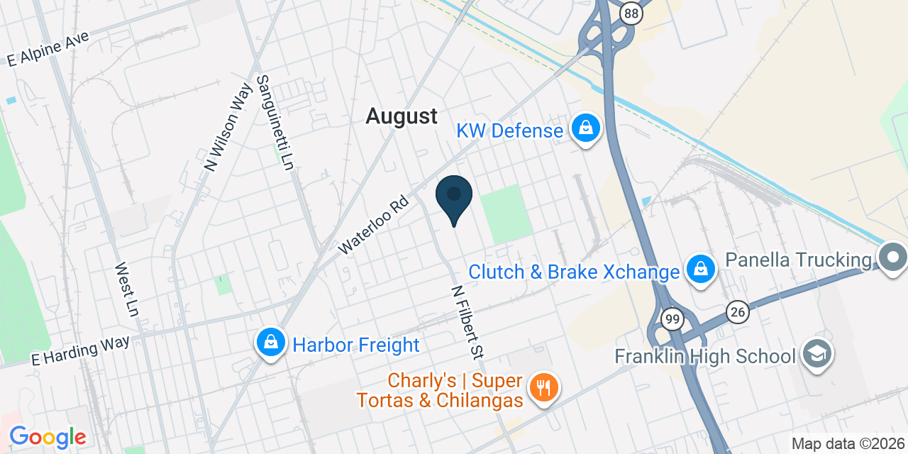 Map showing August, San Joaquin County, CA