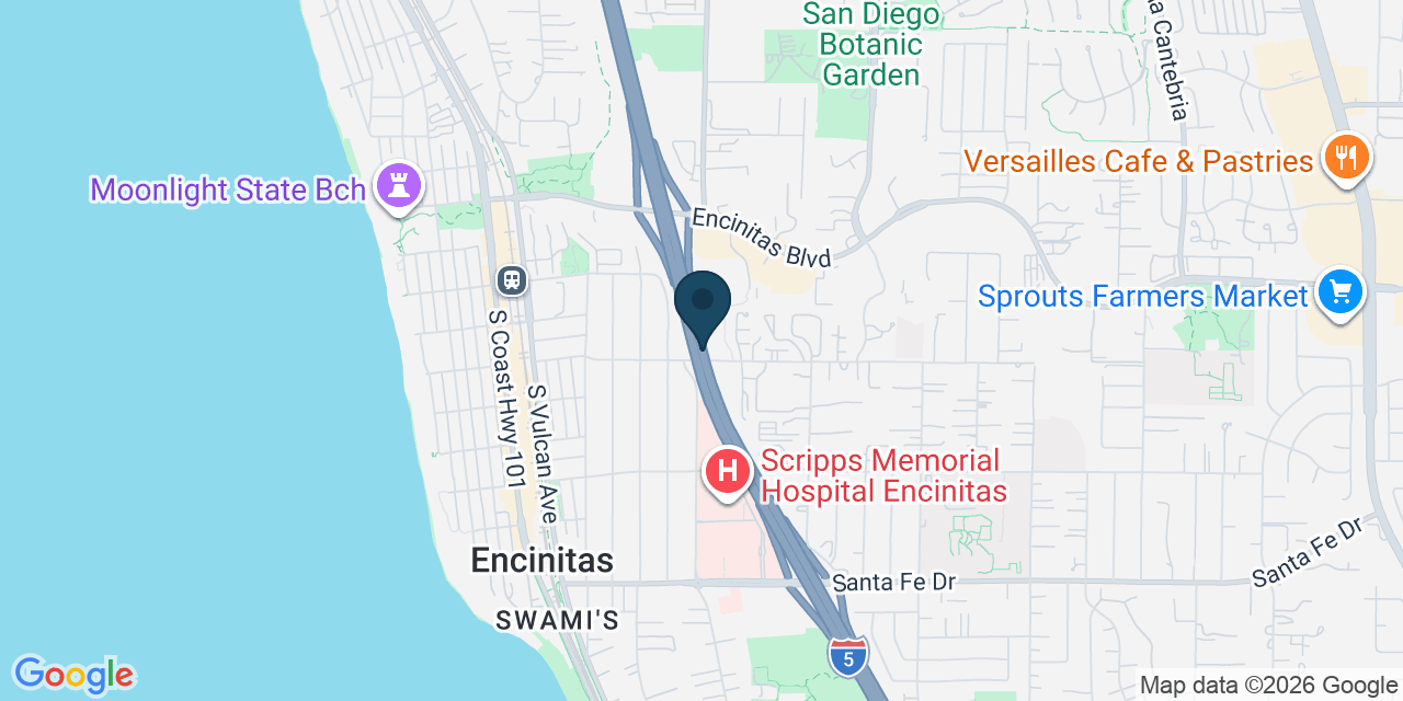 Map showing Encinitas, San Diego County, CA