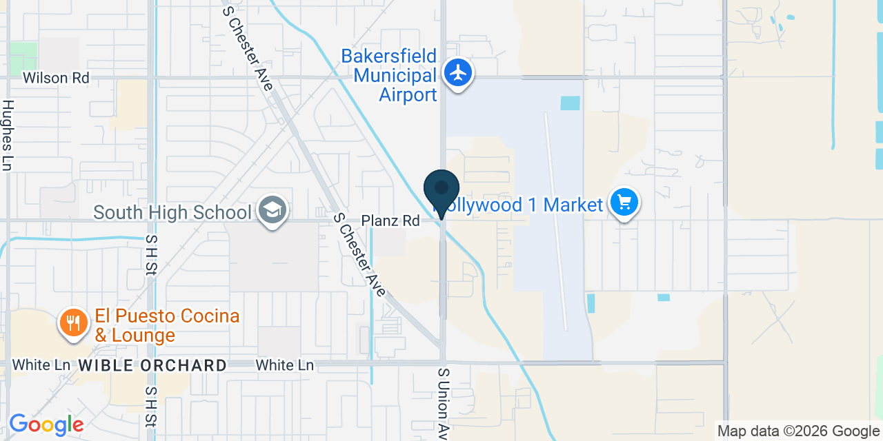 Map showing Bakersfield, Kern County, CA
