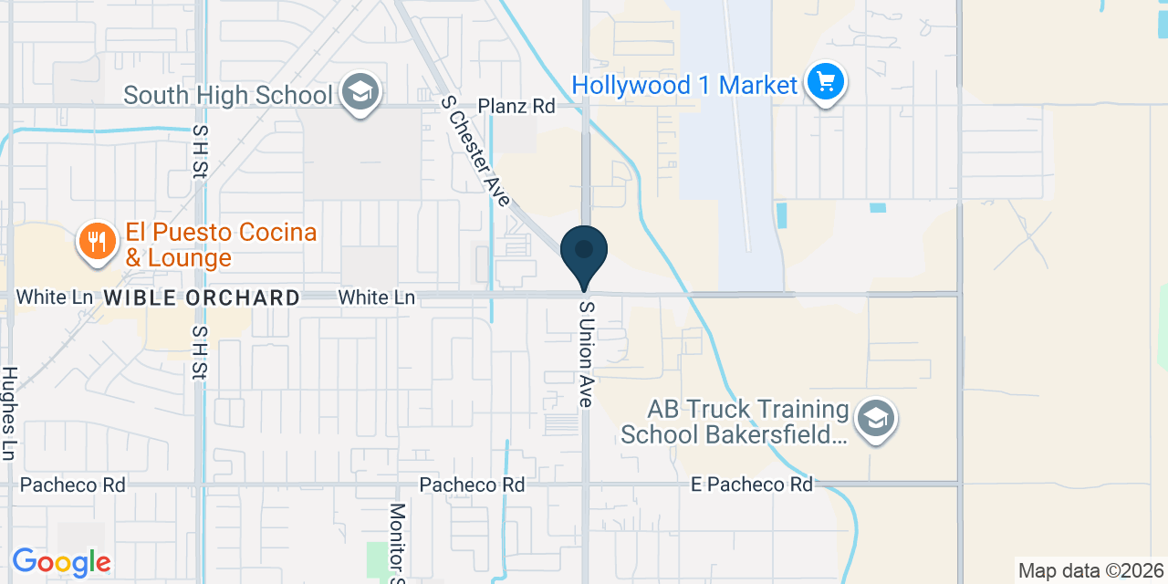 Map showing Bakersfield, Kern County, CA