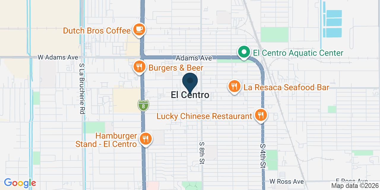 Map showing El Centro, Imperial County, CA