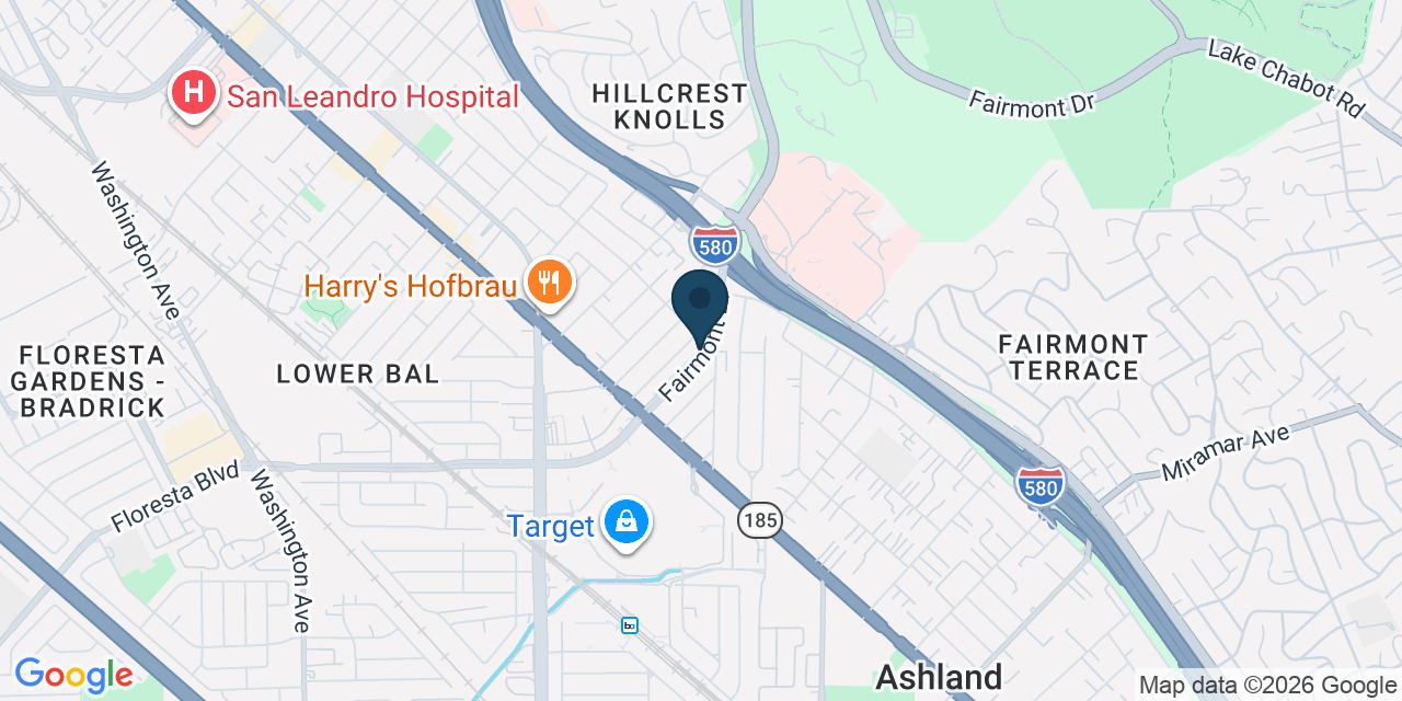 Map showing Ashland, Alameda County, CA